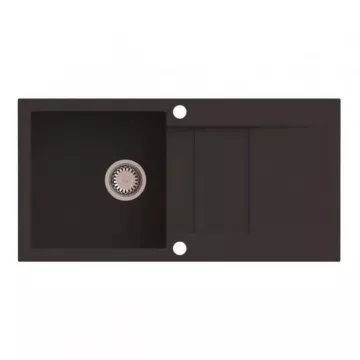 CASCADA 40 egymedencés gránit mosogató csepptálcával, szifonkészlet, csokoládé barna