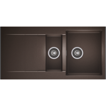 CASCADA 150 gyümölcsmosós gránit mosogató automata dugóemelő, szifonnal,  csokoládé barna