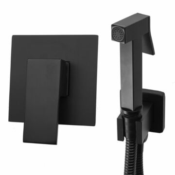 Caro fali bidé csaptelep, bidézuhany szögletes matt fekete