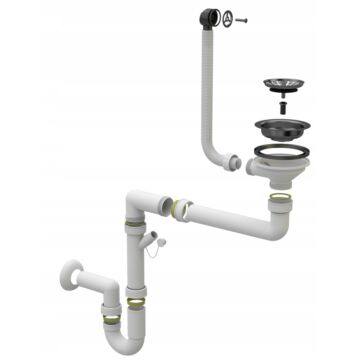 Lavre szifoncsomag 1 medencés mosogatóhoz manuális fekete színben.