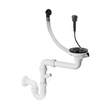 Lavre szifoncsomag 1 medencés mosogatóhoz automata fekete színben