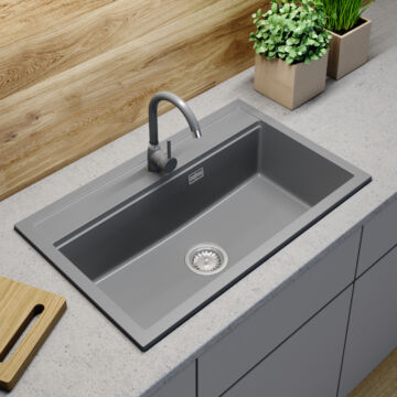 Gamma Advance 8050 egymedencés gránit mosogató, szifonnal, szürke