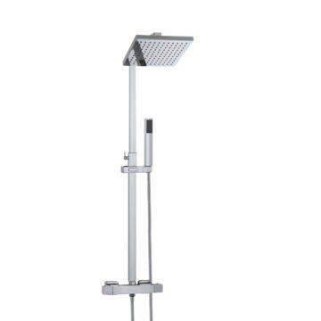 Cube termosztatikus esőztető zuhanyszett szögletes zuhanyfejjel krómesőztető zuhanyszett szögletes zuhanyfejjel króm