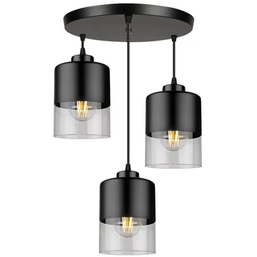 LEDLUX LX-1276 függesztett mennyezeti lámpa,3xE27, fekete