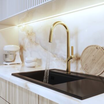 Awra konyhai csaptelep szálcsiszolt arany