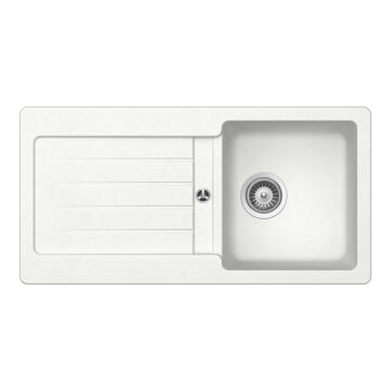 Schock Formhaus D-100L egymedencés gránit mosogató dugóemelő, szifonnal, fehér Schock Formhaus D-100L egymedencés gránit mosogató dugóemelő, szifonnal, fehér