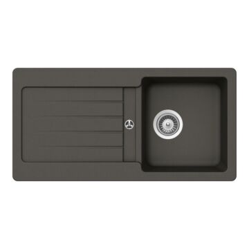 Schock Formhaus D-100L egymedencés gránit mosogató dugóemelő, szifonnal, aszfalt szürke Schock Formhaus D-100L egymedencés gránit mosogató dugóemelő, szifonnal, aszfalt szürke