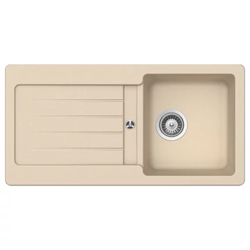 Schock Formhaus D-100L egymedencés gránit mosogató dugóemelő, szifonnal, bézs