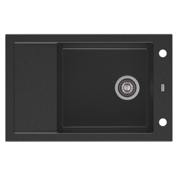 A-POINT 40 egymedencés gránit mosogató csepptálcával, automata dugóemelő, szifonkészlet, fekete A-POINT 40 egymedencés gránit mosogató csepptálcával, automata dugóemelő, szifonkészlet, fekete