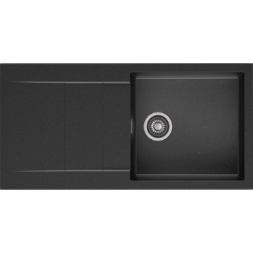 CASCADA 100 egymedencés gránit mosogató csepptálcával, szifonkészlet, fekete-szemcsés CASCADA 100 egymedencés gránit mosogató csepptálcával, szifonkészlet, fekete-szemcsés