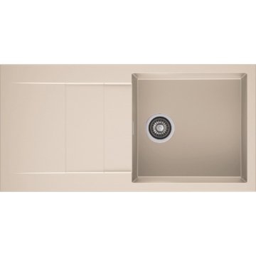 CASCADA 100 egymedencés gránit mosogató csepptálcával, szifonkészlet, bézs