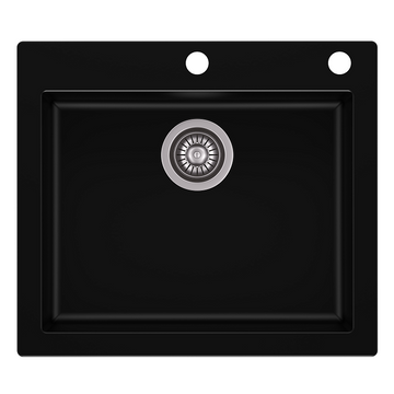 MOJITO 60 egymedencés gránit mosogató automata dugóemelő, szifonnal, fekete