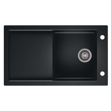 TRAMONTANA egymedencés gránit mosogató csepptálcával, automata dugóemelő, szifonkészlet, fekete-szemcsés fényes TRAMONTANA egymedencés gránit mosogató csepptálcával, automata dugóemelő, szifonkészlet, fekete-szemcsés fényes