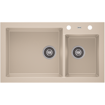 A-POINT 140 kétmedencés gránit mosogató automata dugóemelő, szifonnal, bézs