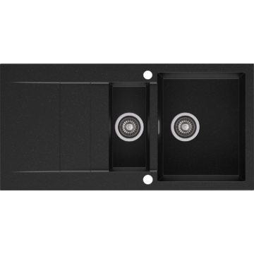 CASCADA 150 gyümölcsmosós gránit mosogató automata dugóemelő, szifonnal, fekete-szemcsés