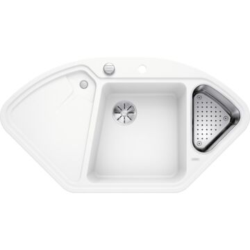 BLANCO DELTA II Silgranit gyümölcsmosós sarok gránit mosogató, szifonnal, fehér BLANCO DELTA II Silgranit gyümölcsmosós sarok gránit mosogató, szifonnal, fehér