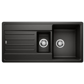 BLANCO LEGRA 6S Silgranit másfél medencés csepegtetőtálcás gránit mosogató, szifonnal, fekete,