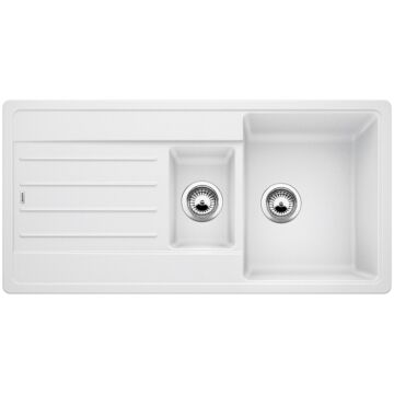 BLANCO LEGRA 6S Silgranit másfél medencés csepegtetőtálcás gránit mosogató, szifonnal, fehér