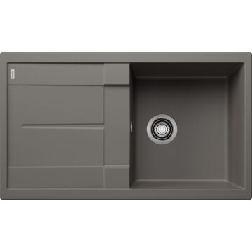 BLANCO METRA 5S Silgranit egymedencés csepegtetőtálcás gránit mosogató, szifonnal, vulkánszürke