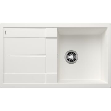 BLANCO METRA 5S Silgranit egymedencés csepegtetőtálcás gránit mosogató, szifonnal, fehér
