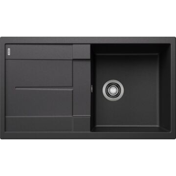 BLANCO METRA 5S Silgranit egymedencés csepegtetőtálcás gránit mosogató, szifonnal, fekete-szemcsés