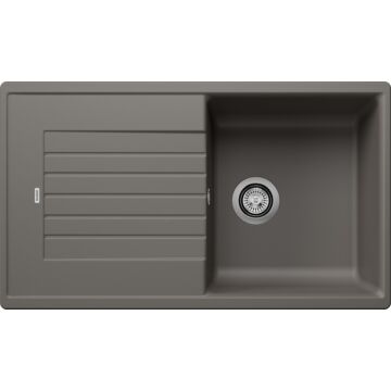 BLANCO ZIA 5S Silgranit egymedencés csepegtetőtálcás gránit mosogató, szifonnal, vulkánszürke
