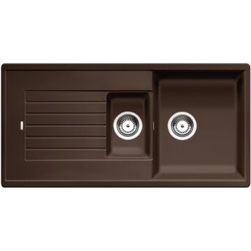BLANCO ZIA 6S Silgranit másfél medencés csepegtetőtálcás gránit mosogató, szifonnal, kávébarna