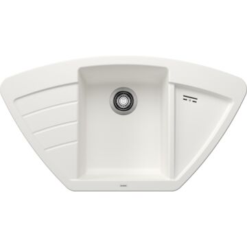 BLANCO ZIA 9 E Silgranit gyümölcsmosós sarok gránit mosogató, szifonnal,  fehér BLANCO ZIA 9 E Silgranit gyümölcsmosós sarok gránit mosogató, szifonnal,  fehér