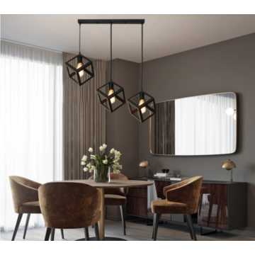 DOMENO ID-504 függesztett mennyezeti lámpa, 3xE27W, fekete