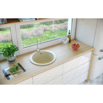 BELFORT  kerek gránit mosogató, szifonnal szürke