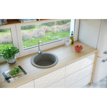 BELFORT  kerek gránit mosogató, szifonnal szürke