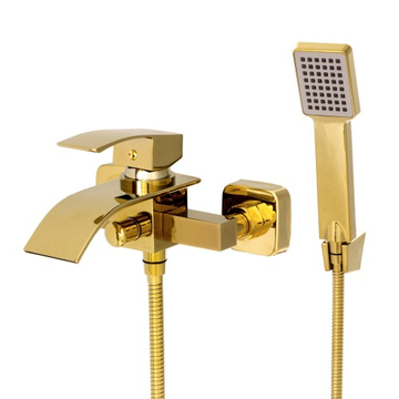 Elva kádtöltő fürdőszobai csaptelep vízesés alakú vízsugárral arany