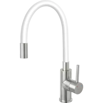 Ferro Zumba Flexibilis csövű inox csaptelep, fehér