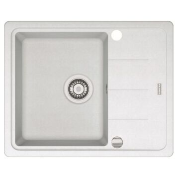 FRANKE BASIS 611-62 egymedencés gránit mosogató automata dugóemelő, szifonnal, fehér FRANKE BASIS 611-62 egymedencés gránit mosogató automata dugóemelő, szifonnal, fehér