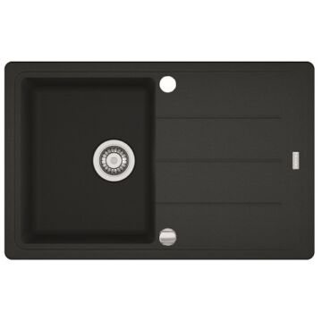 FRANKE BASIS 611 egymedencés gránit mosogató automata dugóemelő, szifonnal, fekete FRANKE BASIS 611 egymedencés gránit mosogató automata dugóemelő, szifonnal, fekete