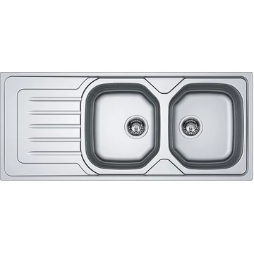 FRANKE ONDA LINE OLX 621 kétmedencés csepptálcás inox mosogató, szifonnal, bal