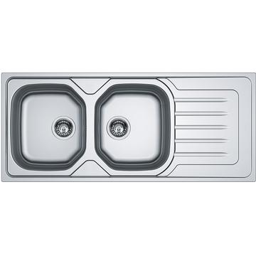 FRANKE ONDA LINE OLX 621 kétmedencés csepptálcás inox mosogató, szifonnal, bal