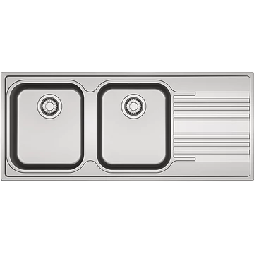 FRANKE SMART SRX 621 kétmedencés csepptálcás inox mosogató, szifonnal, jobb