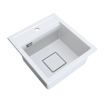 QUADRO 4550 egymedencés gránit mosogató automata dugóemelő, szifonnal, fehér