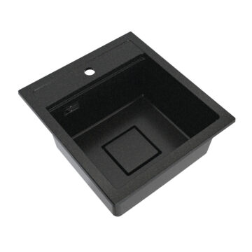 QUADRO 4550 egymedencés gránit mosogató automata dugóemelő, szifonnal, fekete-aranyszemcsés