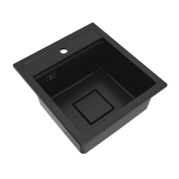 QUADRO 4550 egymedencés gránit mosogató automata dugóemelő, szifonnal, fekete