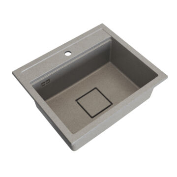 QUADRO 5850 egymedencés gránit mosogató automata dugóemelő, szifonnal, bézs