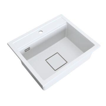 QUADRO 5850 egymedencés gránit mosogató automata dugóemelő, szifonnal, fehér