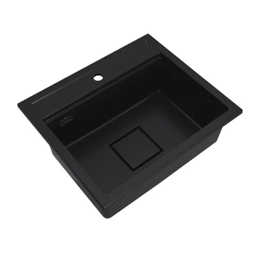 QUADRO 5850 egymedencés gránit mosogató automata dugóemelő, szifonnal, fekete