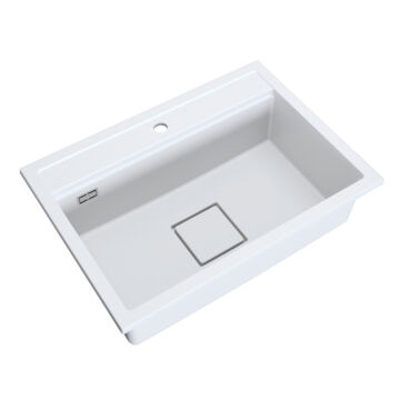 QUADRO 7050 egymedencés gránit mosogató automata dugóemelő, szifonnal, fehér