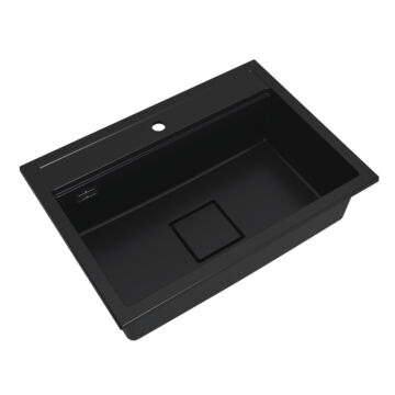 QUADRO 7050 egymedencés gránit mosogató automata dugóemelő, szifonnal, fekete QUADRO 7050 egymedencés gránit mosogató automata dugóemelő, szifonnal, fekete