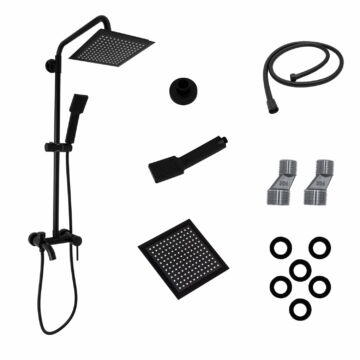 Roy esőztető zuhanyszett szögletes zuhanyfejjel fekete