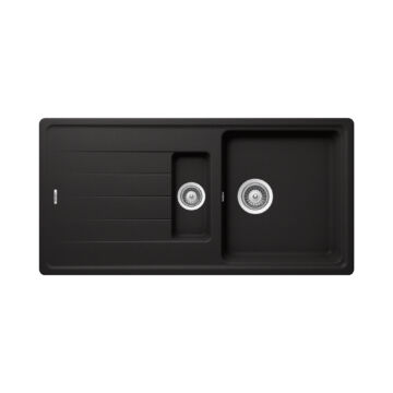 SCHOCK Element D-150 Cristalite Nero gyümölcsmosós gránit mosogató, szifonnal, fekete