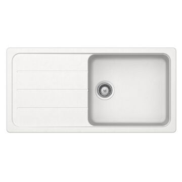 Schock Formhaus D-100L egymedencés gránit mosogató dugóemelő, szifonnal, fehér