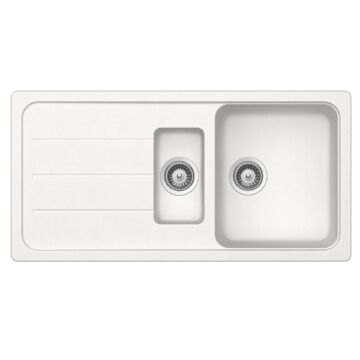 SCHOCK Formhaus D-150 Cristalite Alpina gyümölcsmosós gránit mosogató, szifonnal, fehér